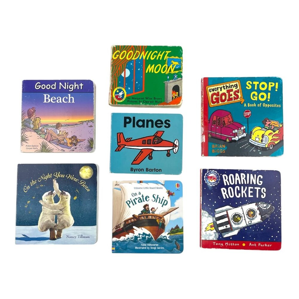Children's Set of 7 Storytime Books Transportation Animals Goodnight Moon Pirate